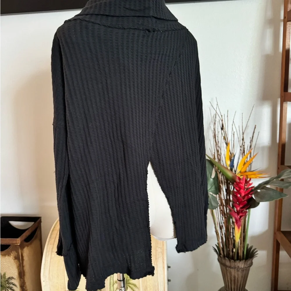 Free People Women's NWT Black Thermal Long Sleeve Cowl Neck Oversized S $88